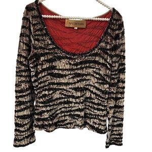 Naeem Khan top Women's large vintage Sequined velvet designer money gothic